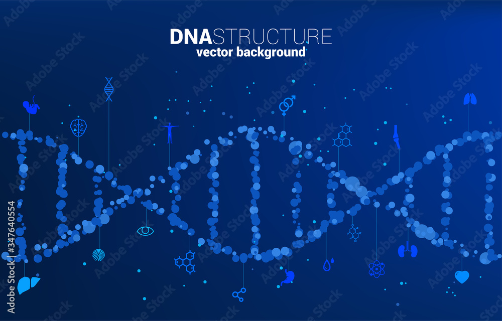 vector DNA genetic structure from dot random with icon. background concept for biotechnology and biology scientific.