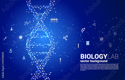 vector DNA genetic structure from dot connect line polygon with icon. background concept for biotechnology and biology scientific.