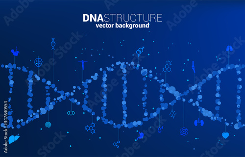 vector DNA genetic structure from dot random with icon. background concept for biotechnology and biology scientific.