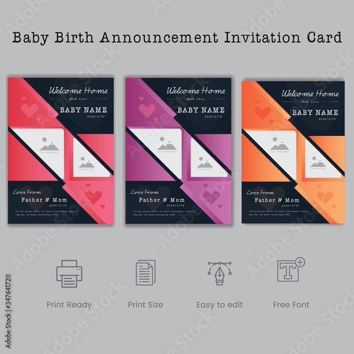 Latest Baby Birth Announcement Invitation Card