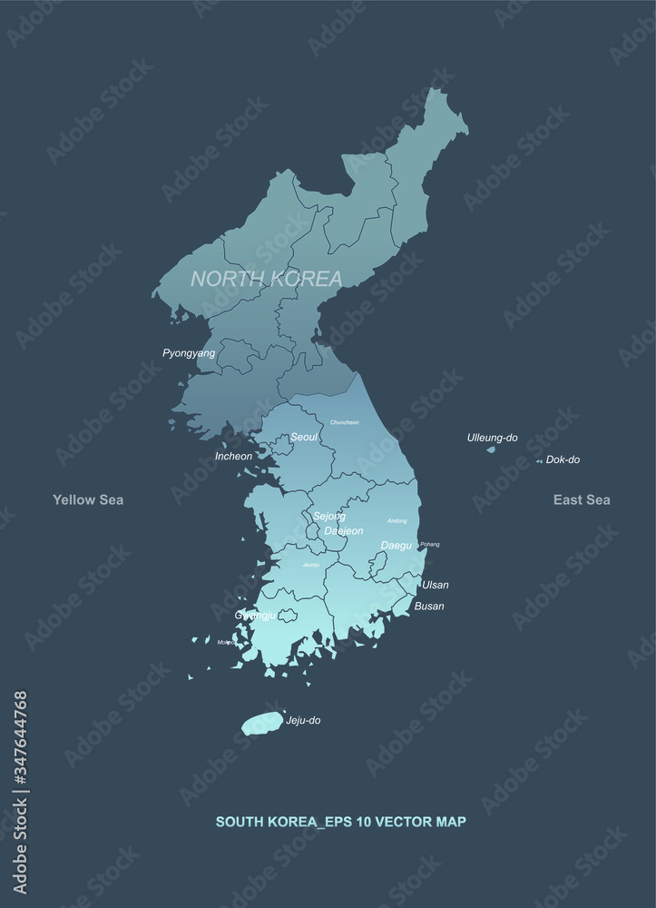 Fototapeta premium south korea vector map. korean peninsula map.