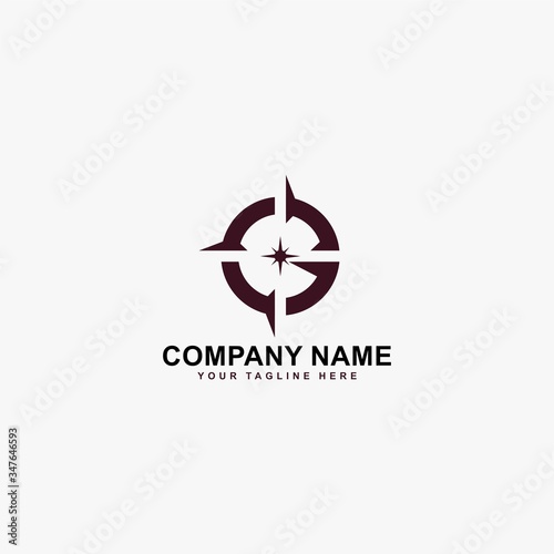Compass logo design vector. Monogram G abstract sign symbol.
