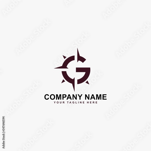 Compass logo design vector. Monogram G abstract sign symbol.