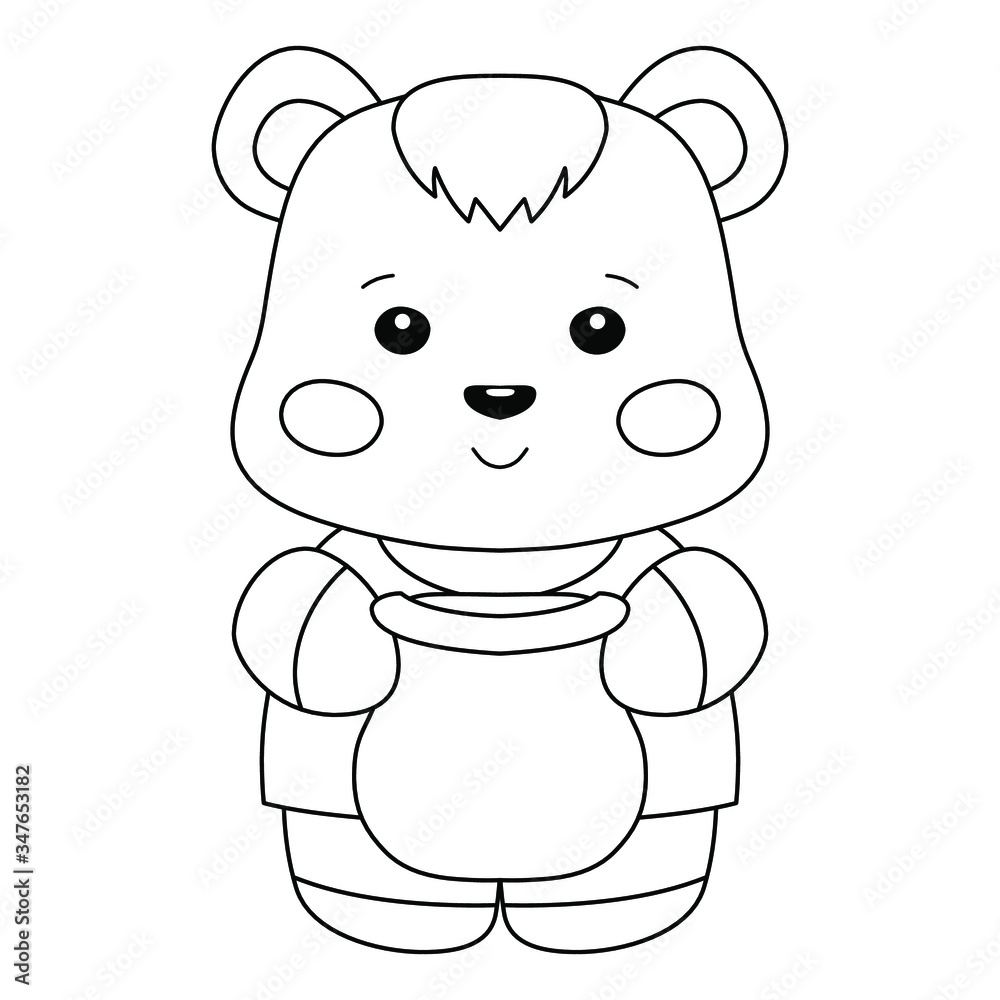 coloring book page for kids. vector editable line art. cute cartoon