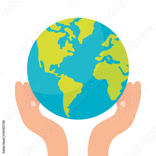 hands lifting world planet earth