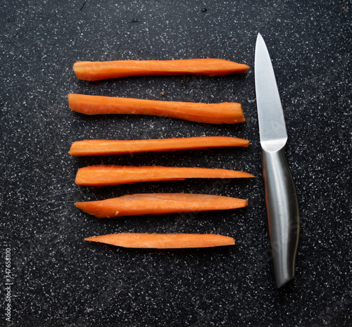 carrot fries, healthy fast food, fast healthy food, carrot board knife, cucumber, green healthy fresh cucumber photo