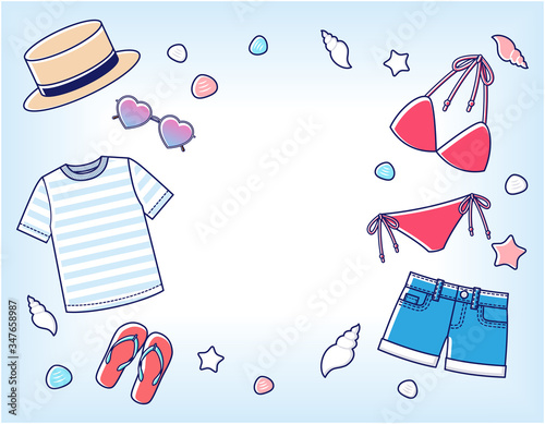 Illustration of resort fashion frame