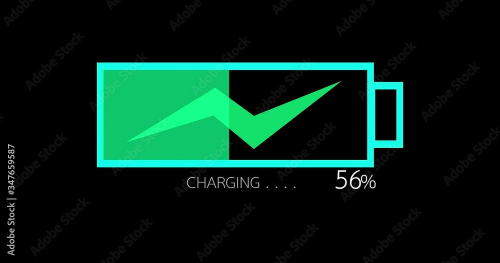 Close up battery charging animation.Electric battery charging