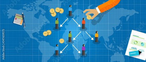 Ponzi scheme fraud type of Multi Level Marketing or MLM concept of business hierarchy pyramid of networked people photo