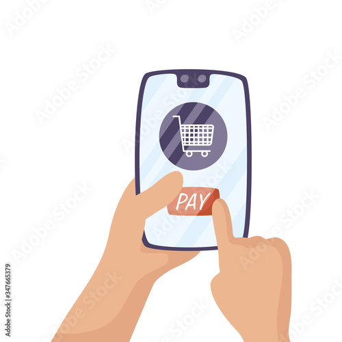 smartphone with shopping cart ecommerce