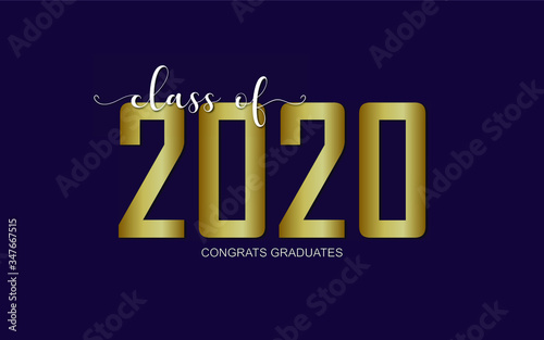 Class of 2020. Modern calligraphy. Vector illustration. Hand drawn brush lettering Graduation logo. Template for graduation design, party, high school or college graduate, yearbook.