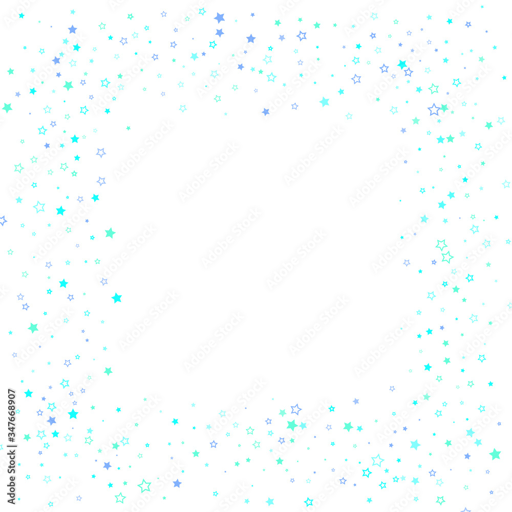 Blue, cyan, turquoise glitter stars confetti