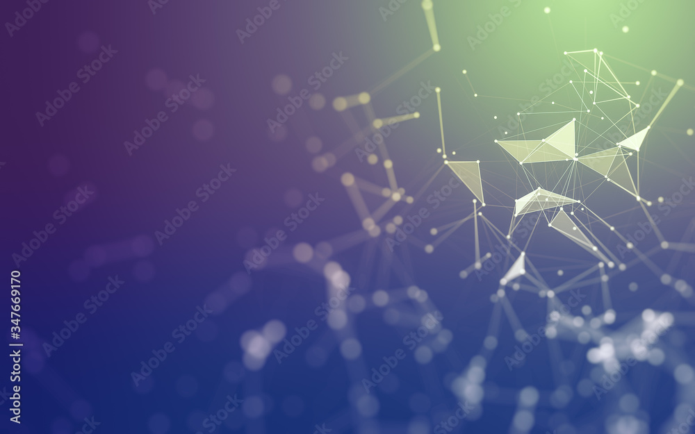 Abstract background. Molecules technology with polygonal shapes, connecting dots and lines. Connection structure. Big data visualization. Abstract background. Molecules technology with polygonal shapes, connecting dots and lines. Connection structure. Big data visualization.