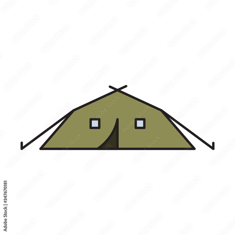 Army tent vector icon symbol isolated on white background Stock Vector ...