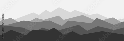 Imitation of a mountain landscape, banner, shades of gray