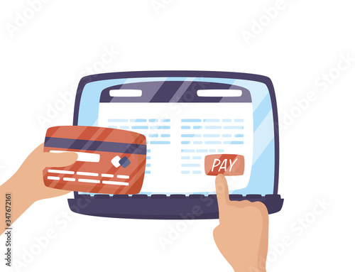 laptop with user and credit card