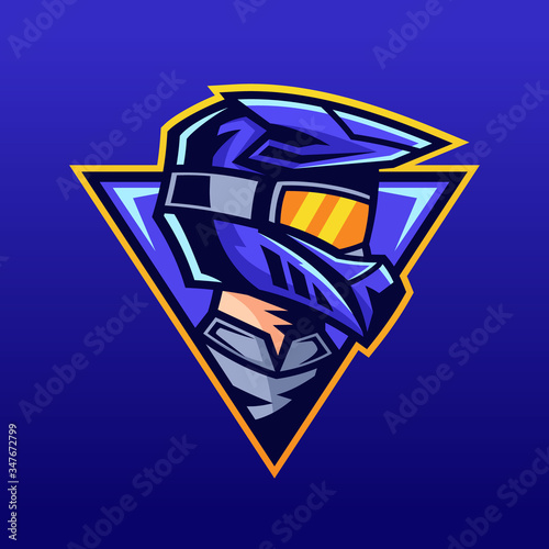 Motocross rider wearing helmet logo design