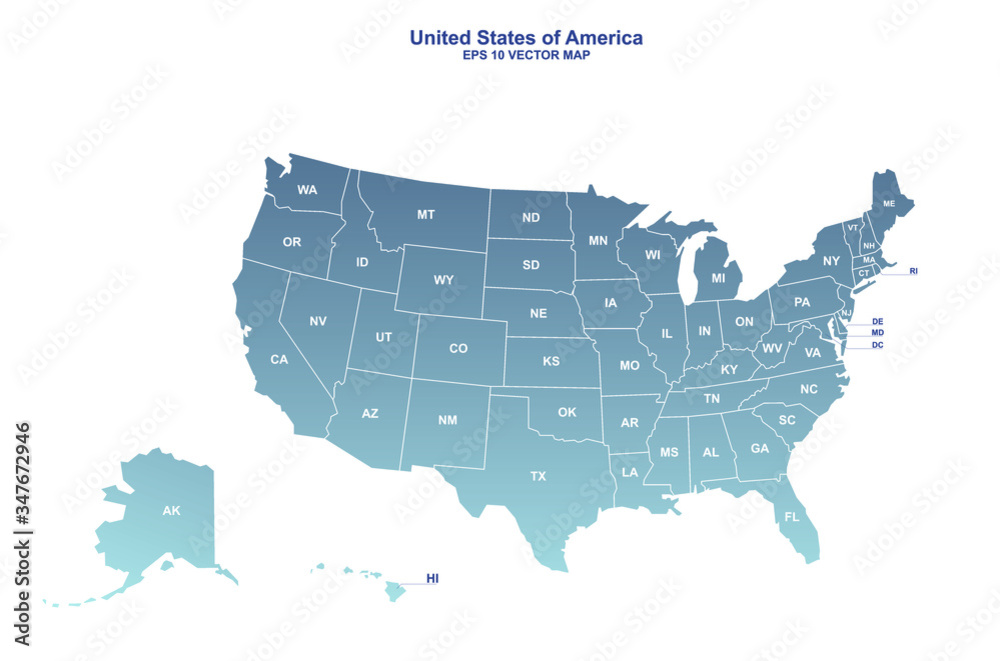 united states of america vector map. usa graphic design background map. 