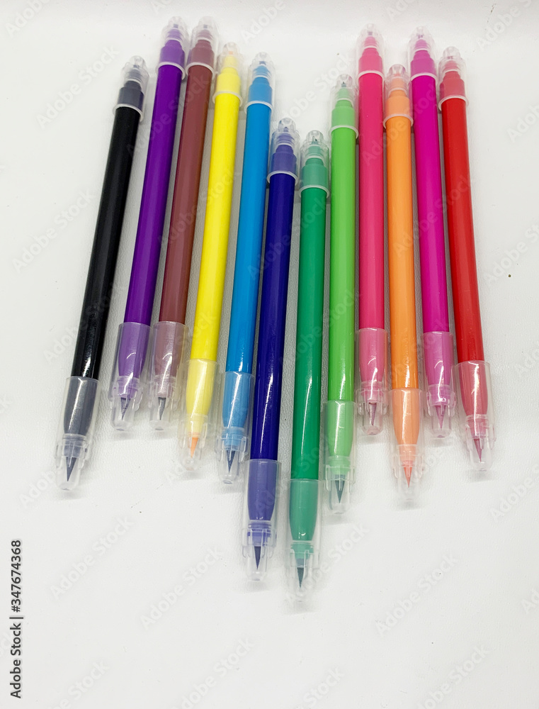 Colourful markers isolated on white background Colourful markers isolated on white background