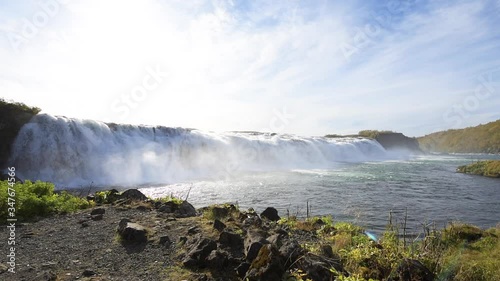 Faxafoss Faxi waterfall loop cinemagraph seamless landscape in south Iceland water falling flowing in slow motion on Golden Circle  photo