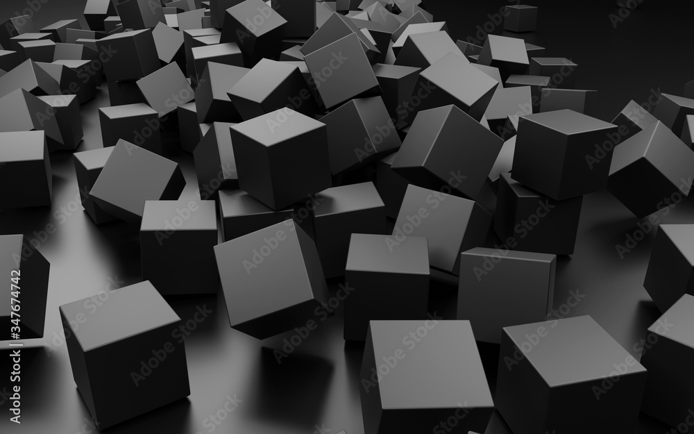 Abstract black box in dark scene 3D rendering wallpaper background Abstract black box in dark scene 3D rendering wallpaper background