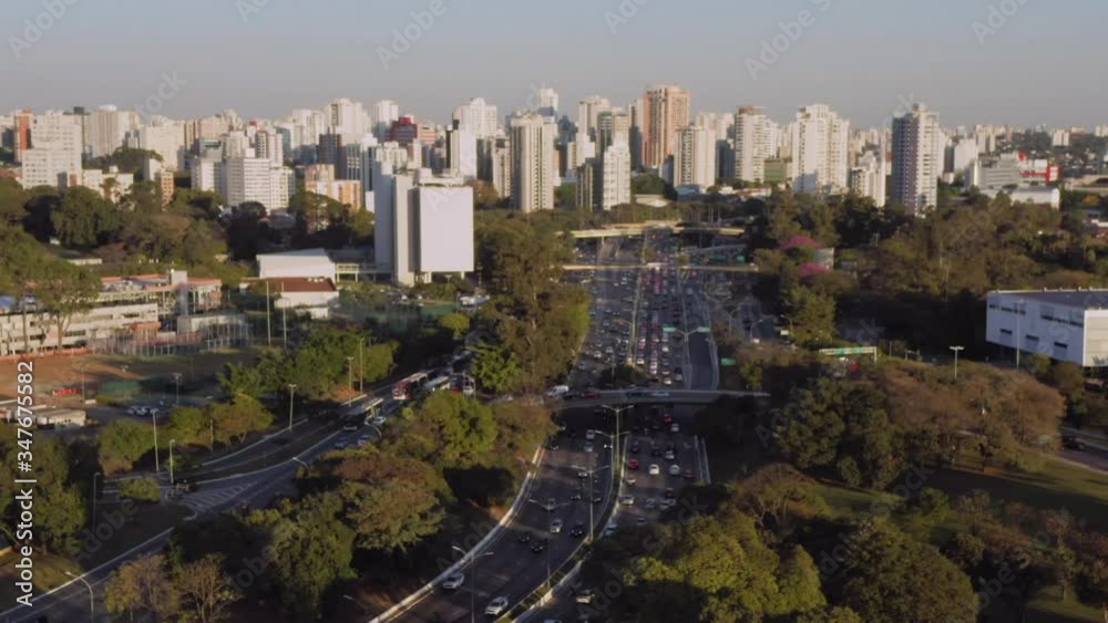 Aerial view of Vinte Tres de Maio Avenue in Ibirapuera area, Sao Paulo, Brazil Aerial view of Vinte Tres de Maio Avenue in Ibirapuera area, Sao Paulo, Brazil
