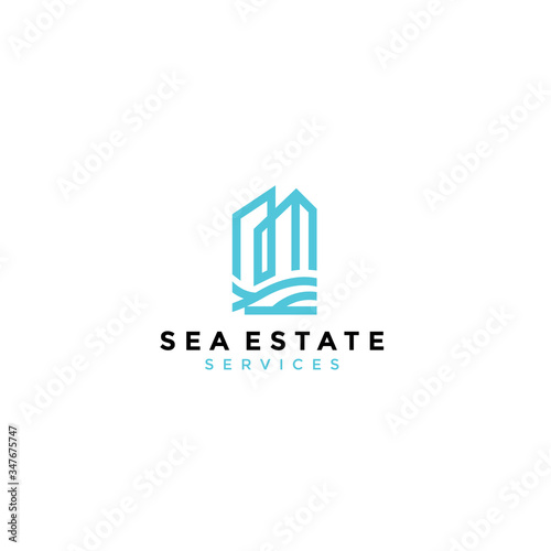 minimalist sea estate logo. modern premium icon illustration design