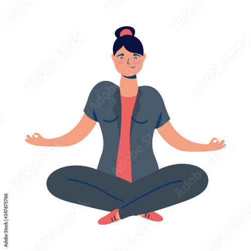 elegant business woman in lotus position