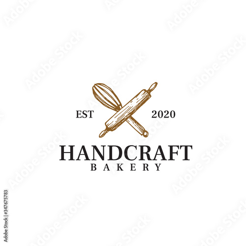 vintage handrawn handcraft bakery logo design premium vector