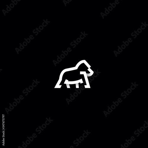simple minimalist gorilla logo icon design premium vector