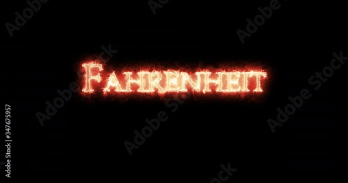 Fahrenheit written with fire. Loop photo