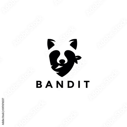 bandit raccoon logo design vector