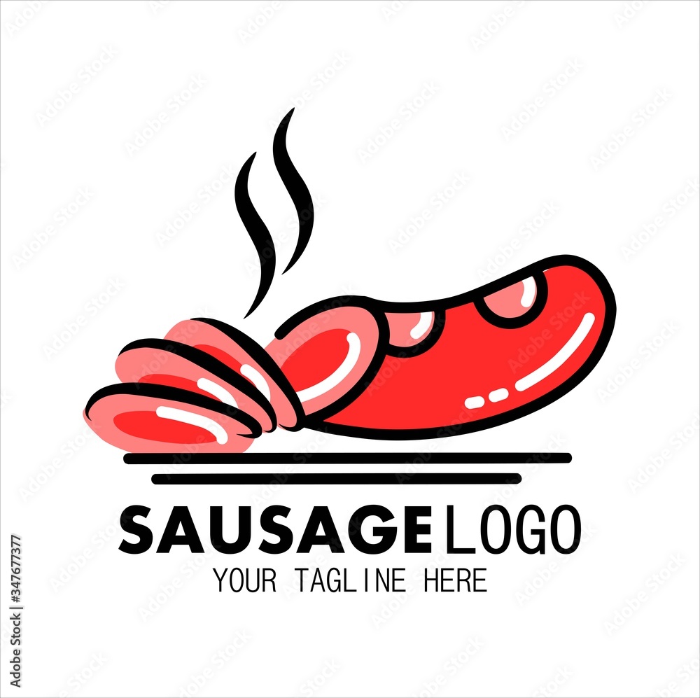 Sausage logo, illustration of food vector logo isolated white ...