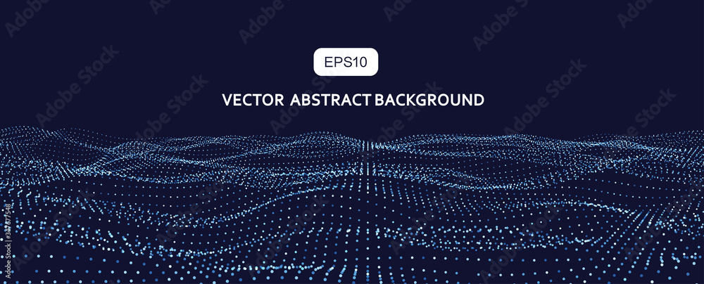 3D particle wave, particle fractal background, internet, big data and technology concept, abstract background	
