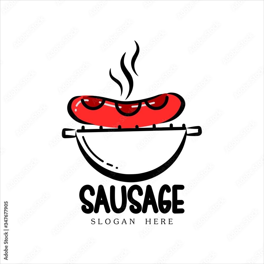 Sausage logo, illustration of food vector logo isolated white ...