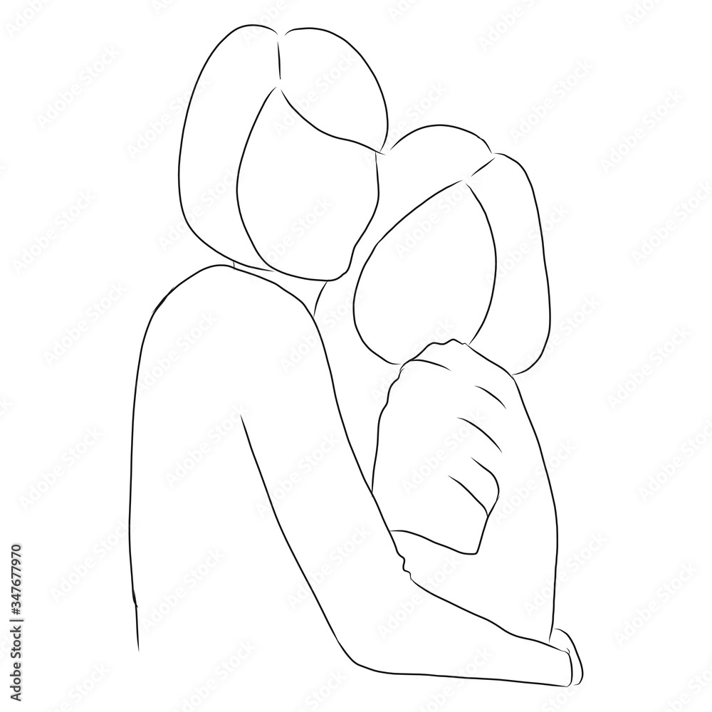 Line Drawing Of Mother Is Hugging Her Daughter Stock Vector Adobe Stock 4583