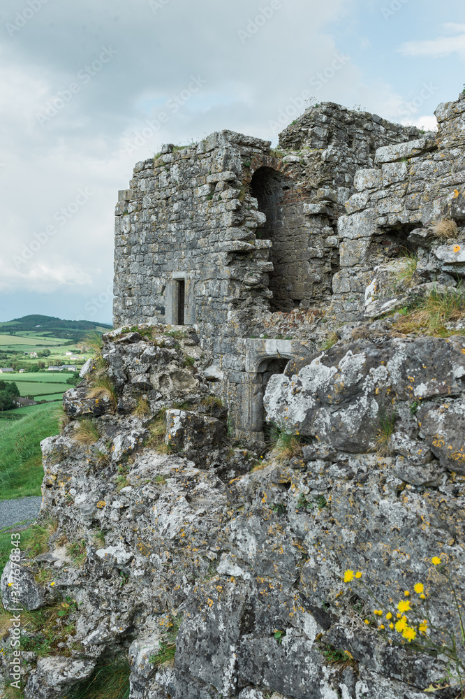 Ireland castle ruins on sunny day