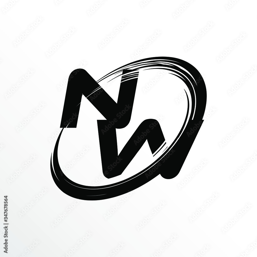 Initial Letter NW Brush Effect Logo Design Initial Letter NW Brush Effect Logo Design