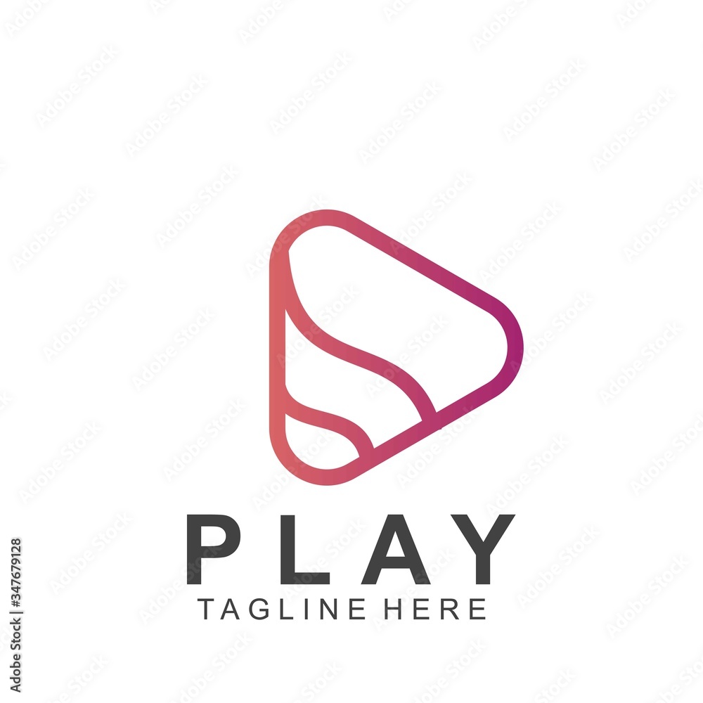 Abstract play button logo design