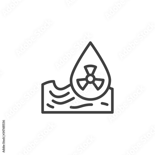 Radioactive Waste, water pollution line icon. linear style sign for mobile concept and web design. Ocean pollution outline vector icon. Symbol, logo illustration. Vector graphics