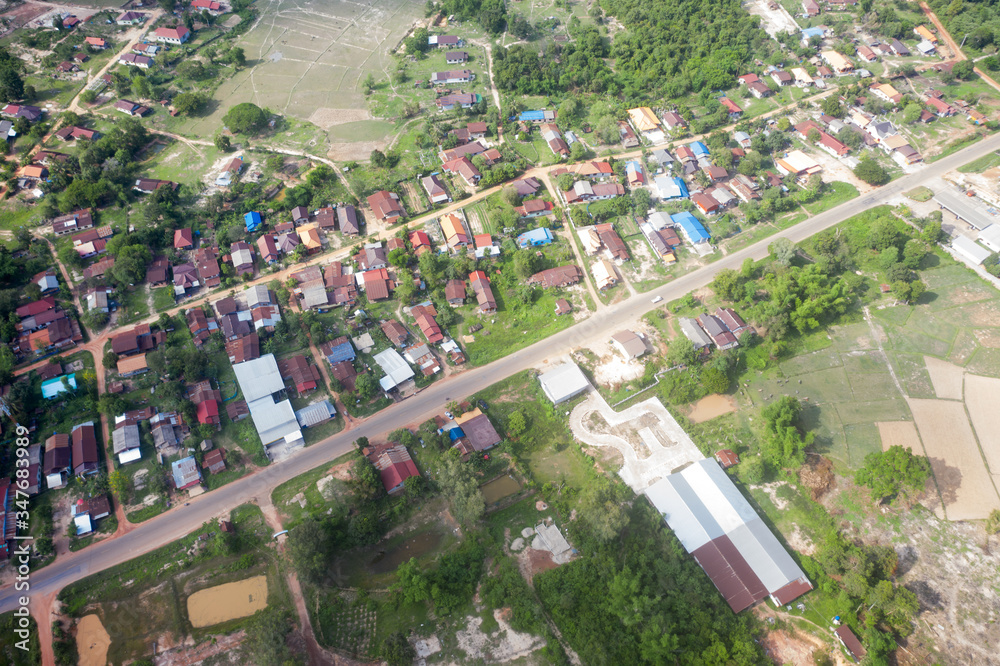 Naklejka premium Arial view on a countryside village
