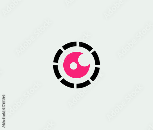 Camera lens Logo Icon Minimal emblem design template
