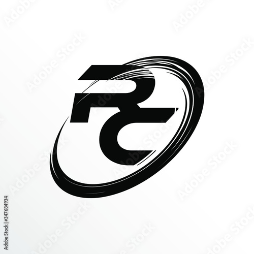 Initial Letter RC Brush Effect Logo Design