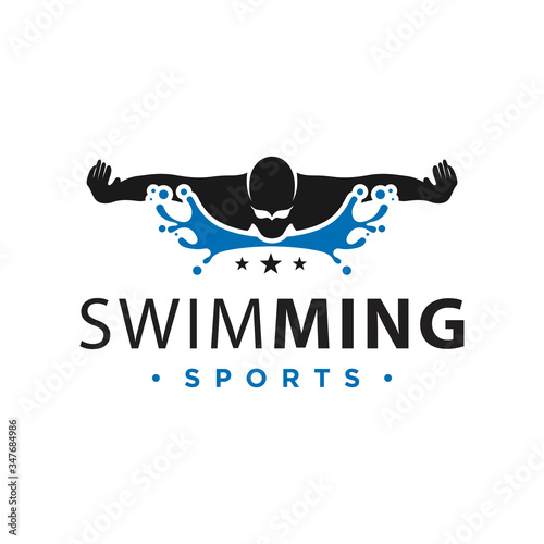 vector logo sport swimming in water