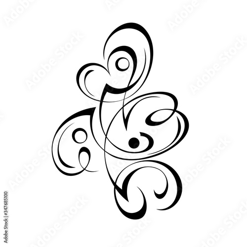 ornament 1151. decorative abstract ornament with curls in black lines on a white background