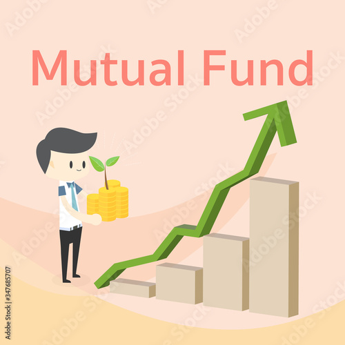 Businessman hold money coin think for invest in Mutual fund concept,