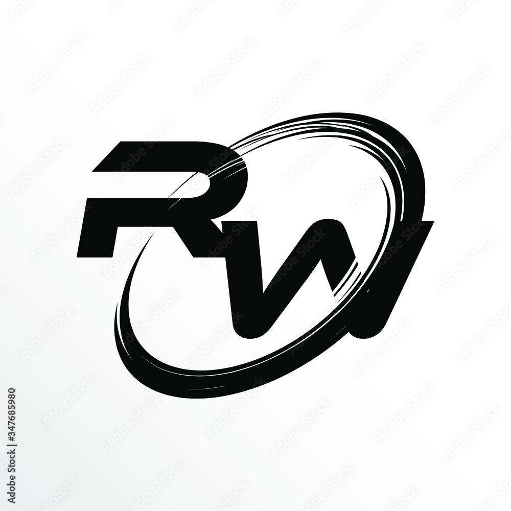 Initial Letter RW Brush Effect Logo Design Initial Letter RW Brush Effect Logo Design