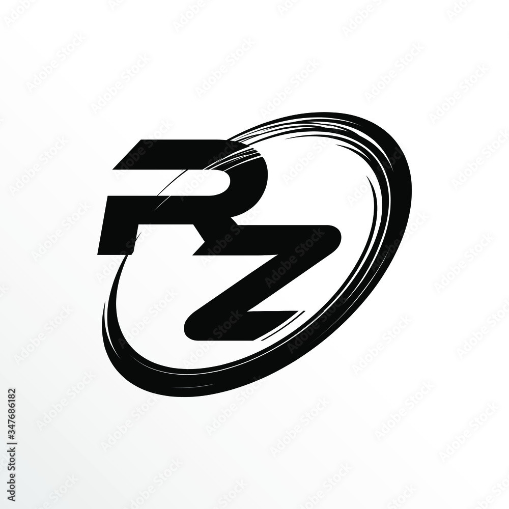 Initial Letter RZ Brush Effect Logo Design Initial Letter RZ Brush Effect Logo Design