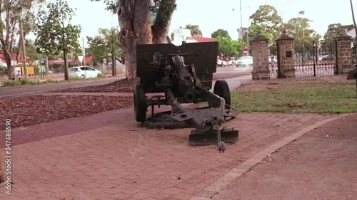 overlloking and old cnon in the middle of a park in perth australia photo