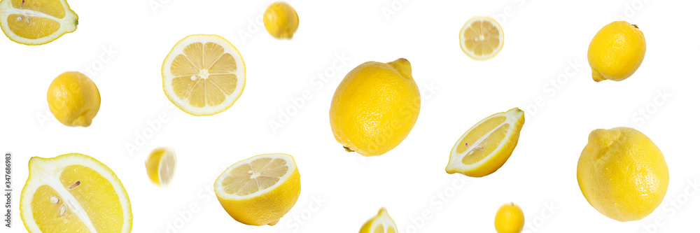 フレッシュなレモン（日本の広島レモン）の躍動感あふれる背景